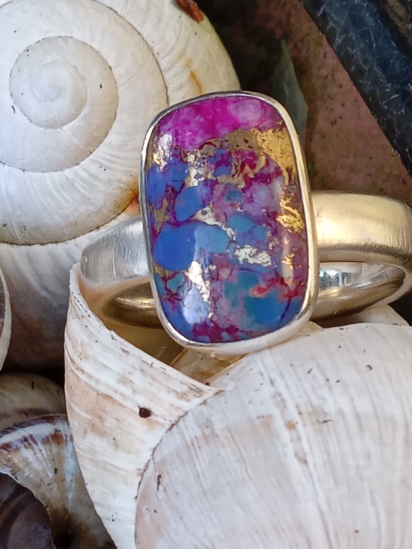 Silberring mit violettem Türkis (925er Silber)