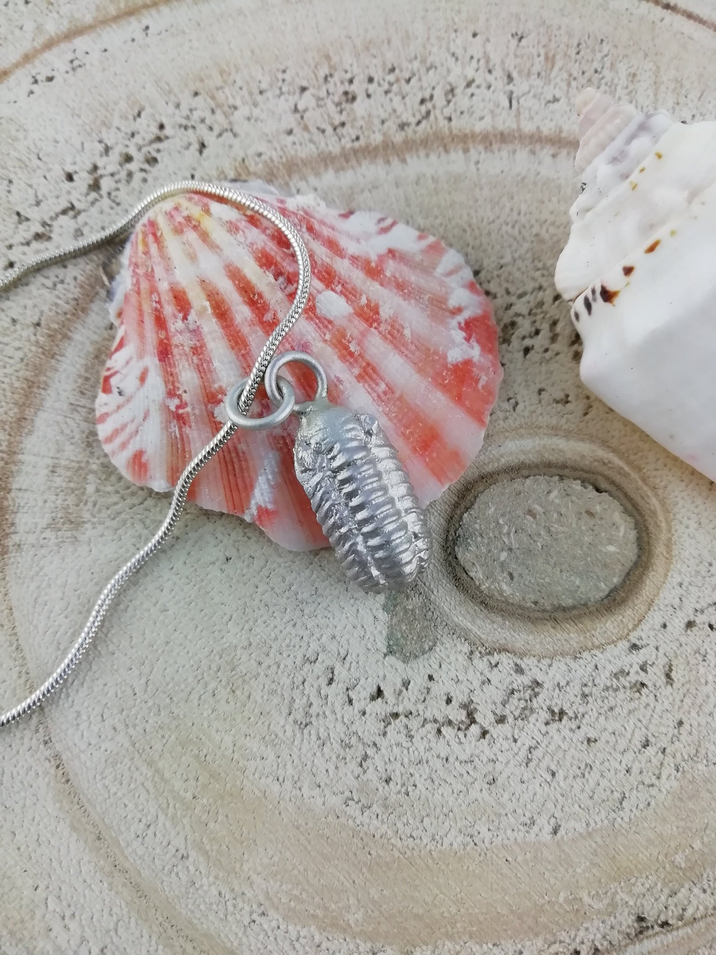 Beautiful necklace with trilobite made of 925 silver