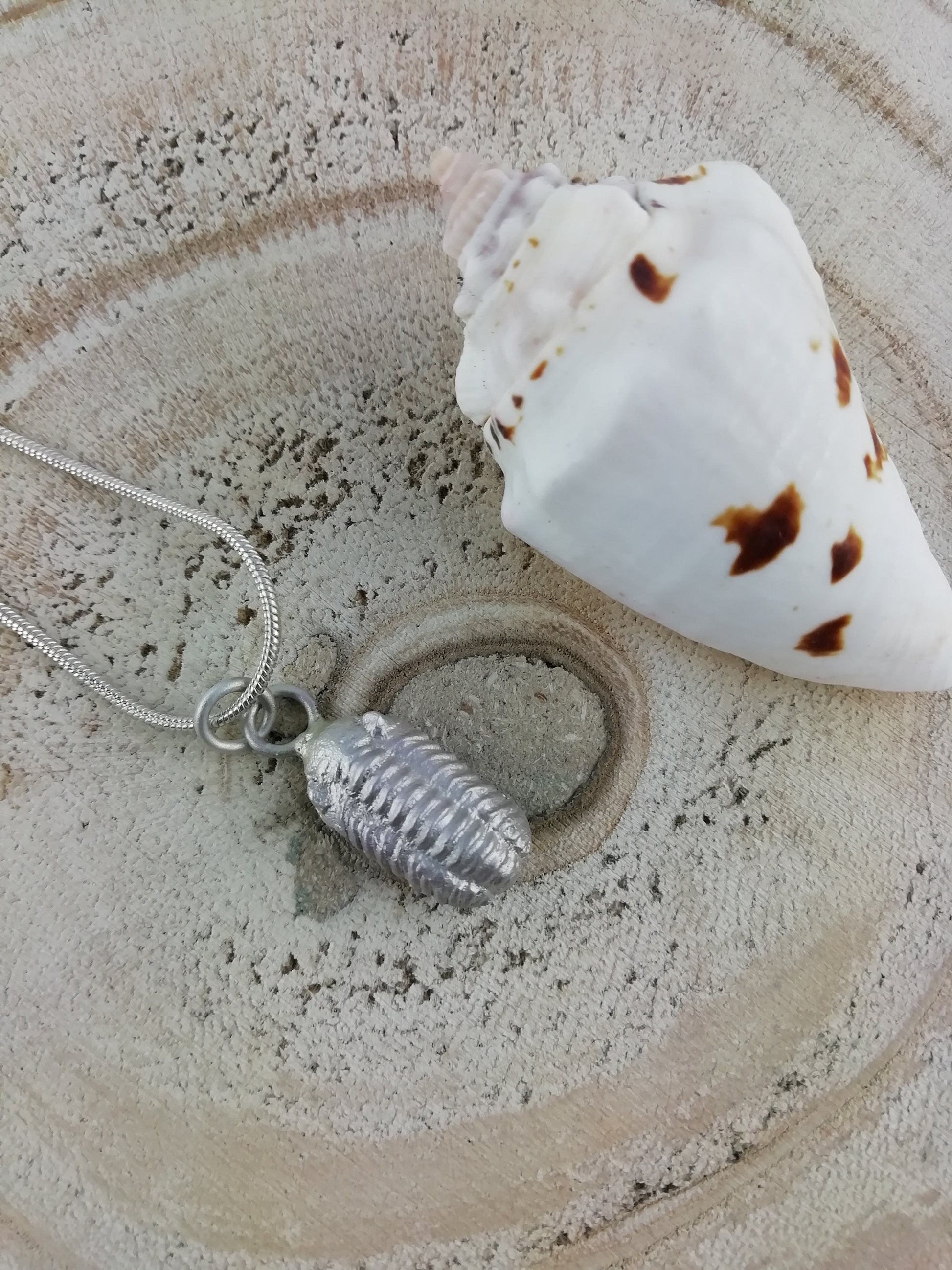 Beautiful necklace with trilobite made of 925 silver