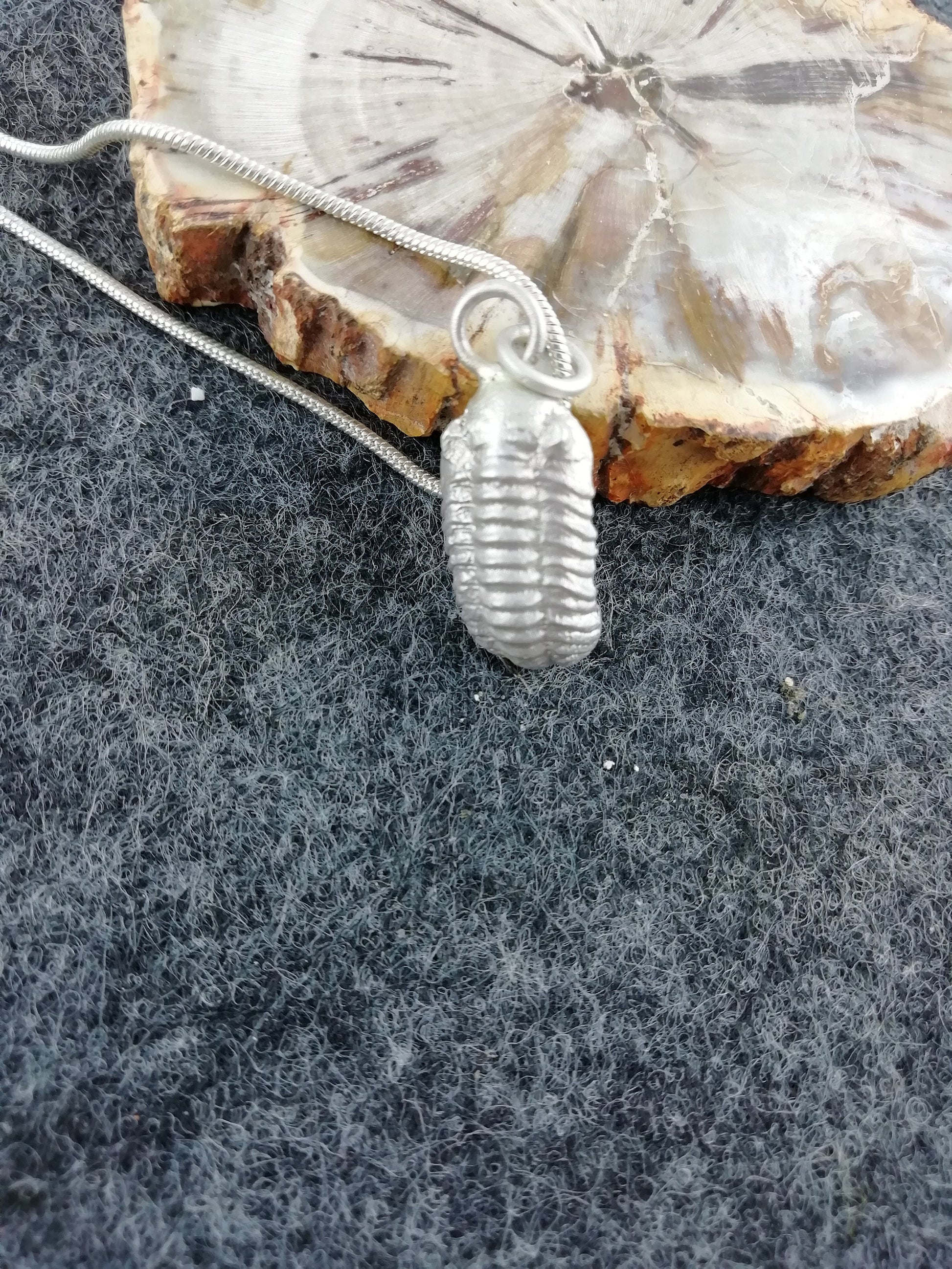 Beautiful necklace with trilobite made of 925 silver