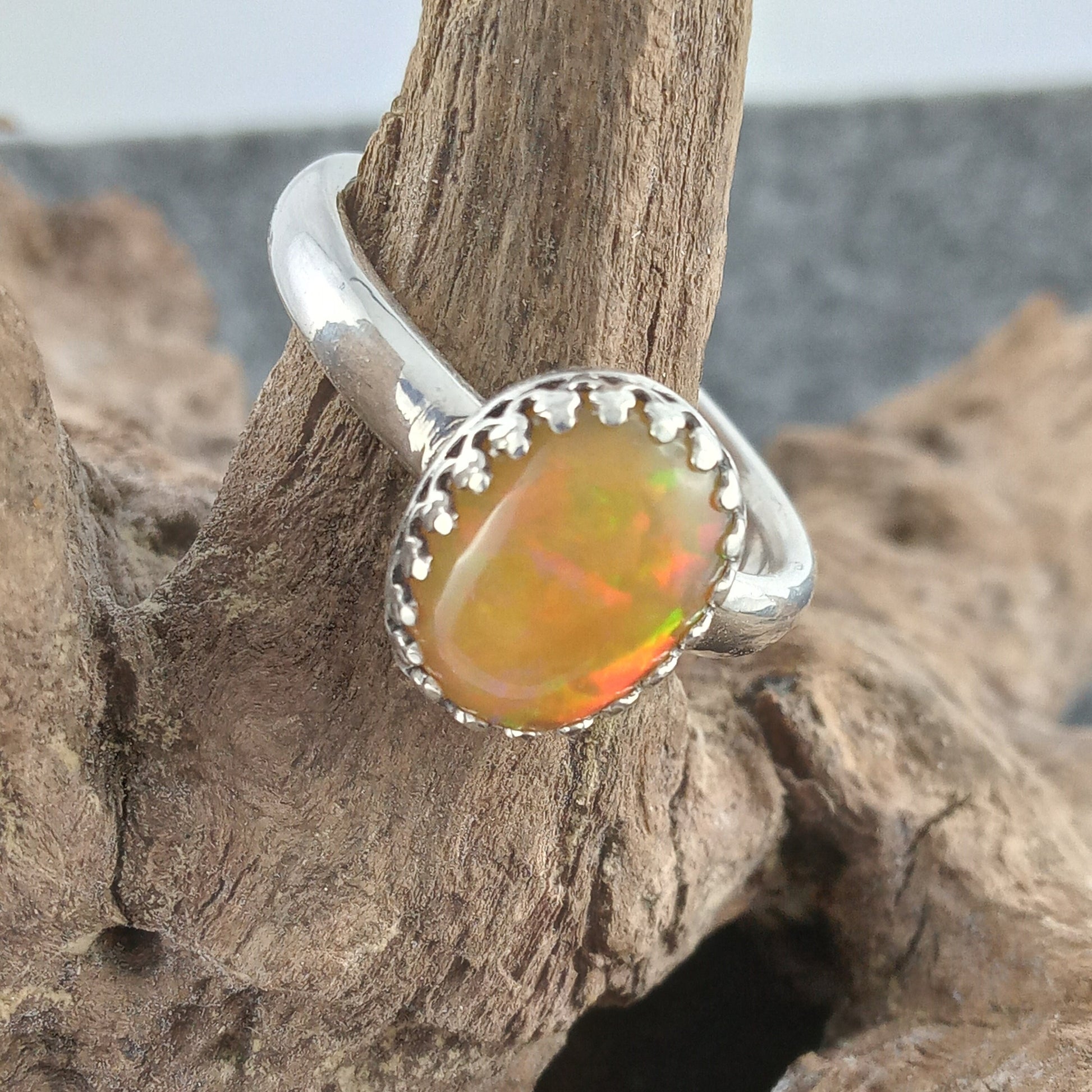 Silver ring with Ethiopian opal