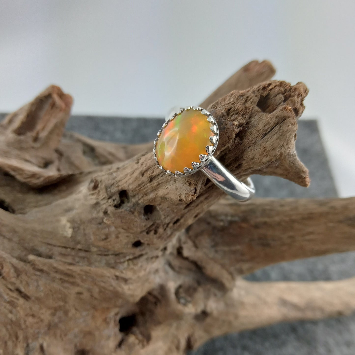 Silver ring with Ethiopian opal