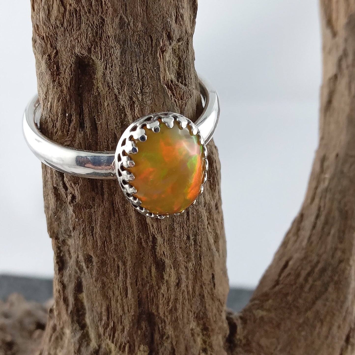 Silver ring with Ethiopian opal