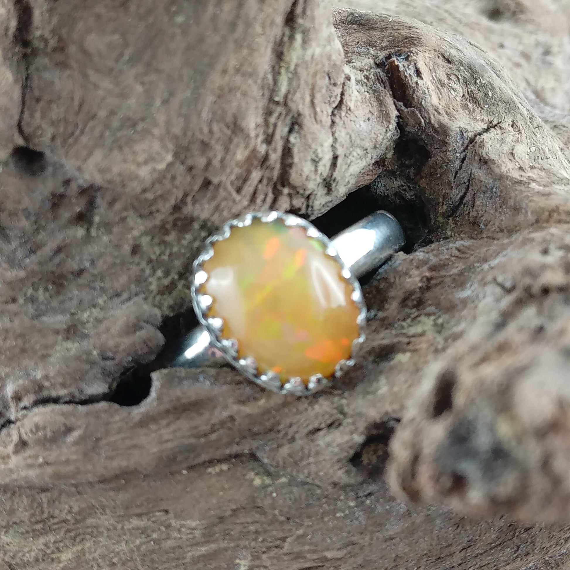 Silver ring with Ethiopian opal