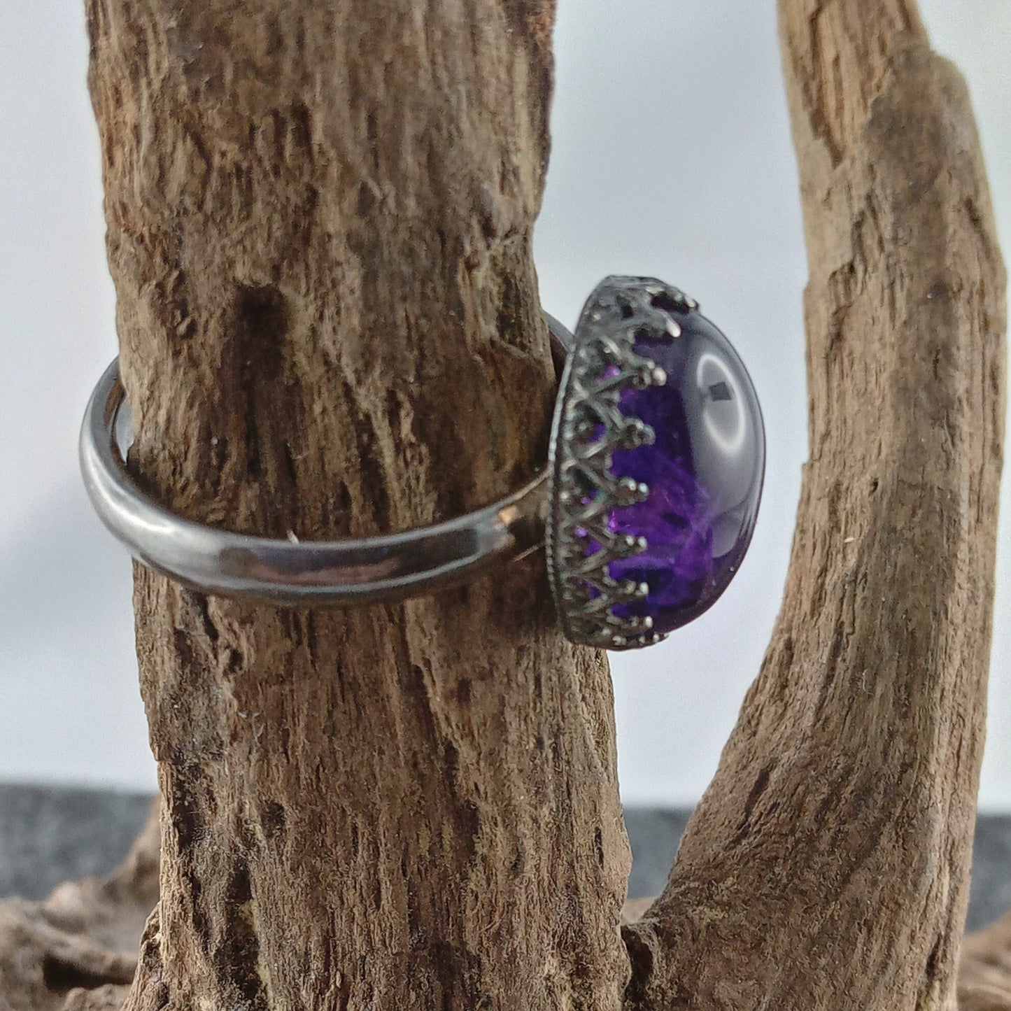 Silver ring with amethyst