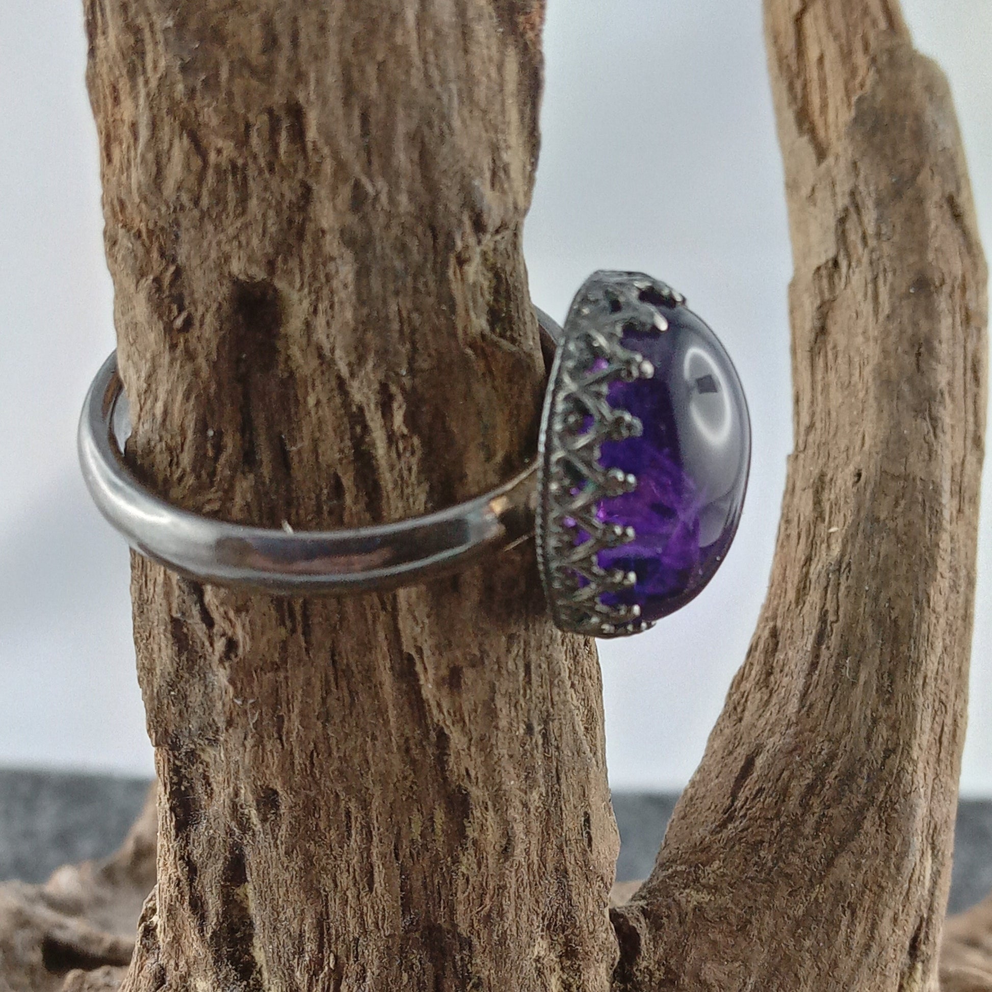 Silver ring with amethyst