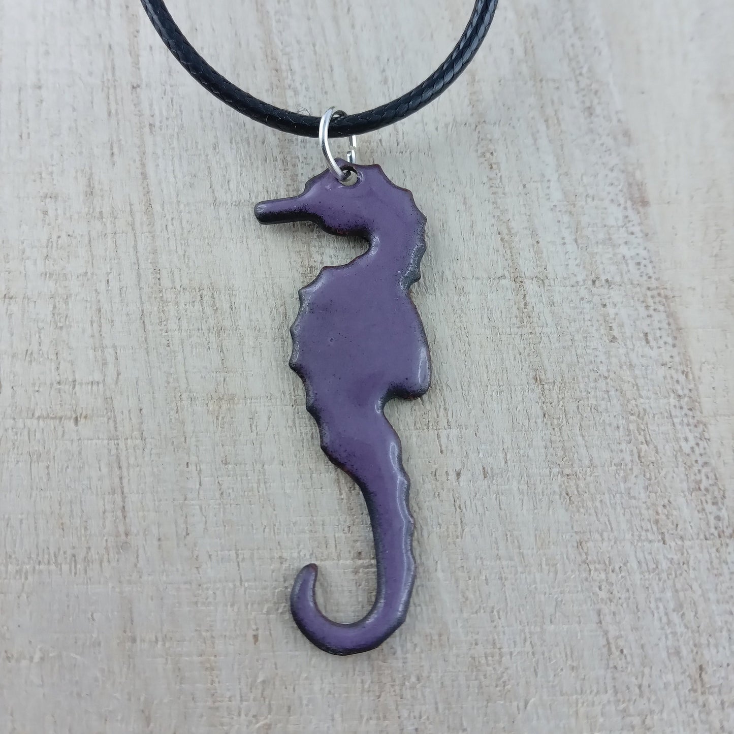 Pendant with enamel, seahorse pendant with chain