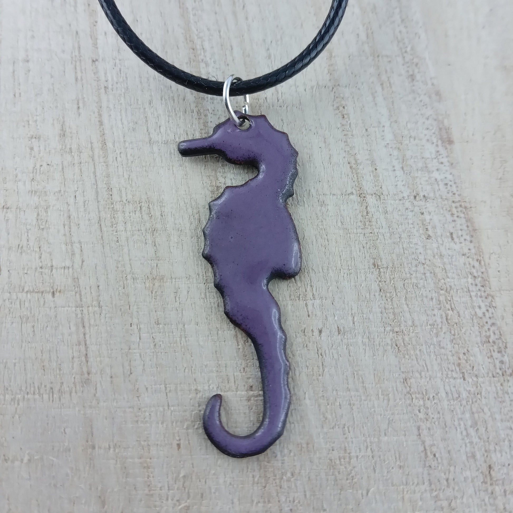 Pendant with enamel, seahorse pendant with chain
