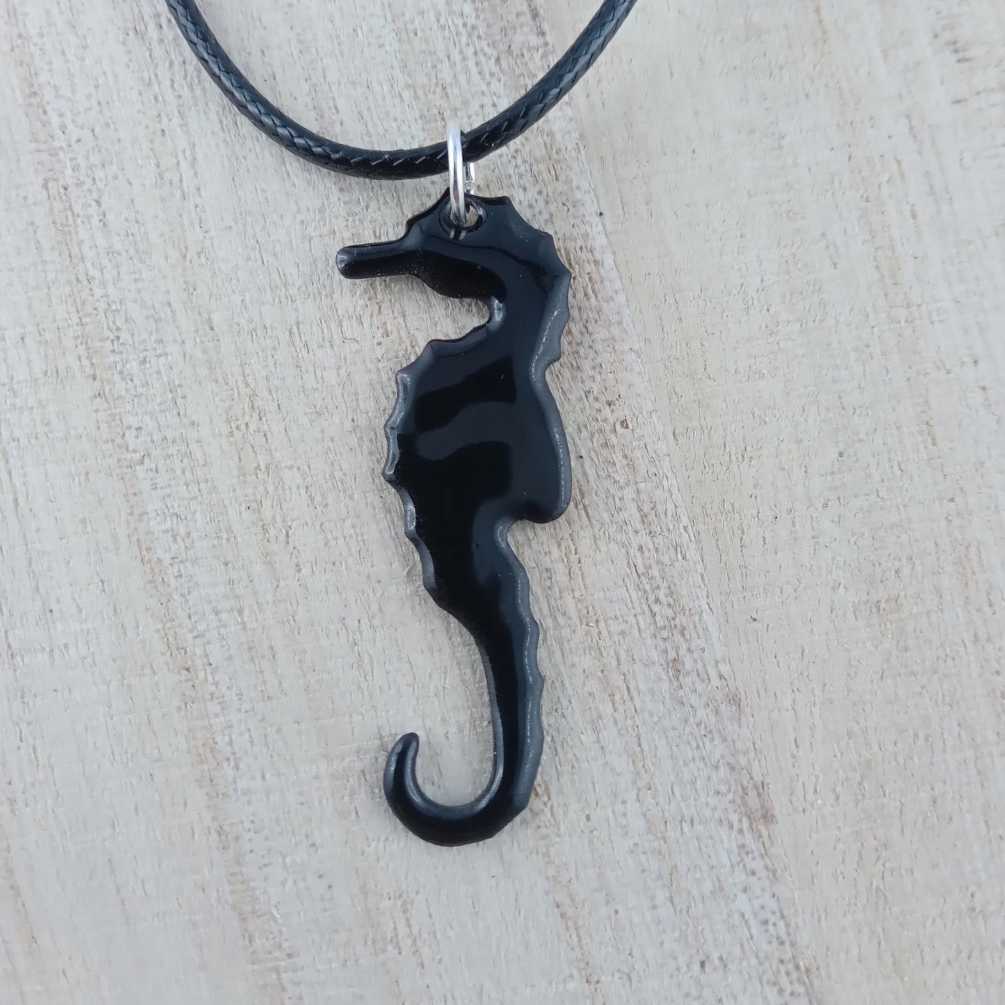 Pendant with enamel, seahorse pendant with chain