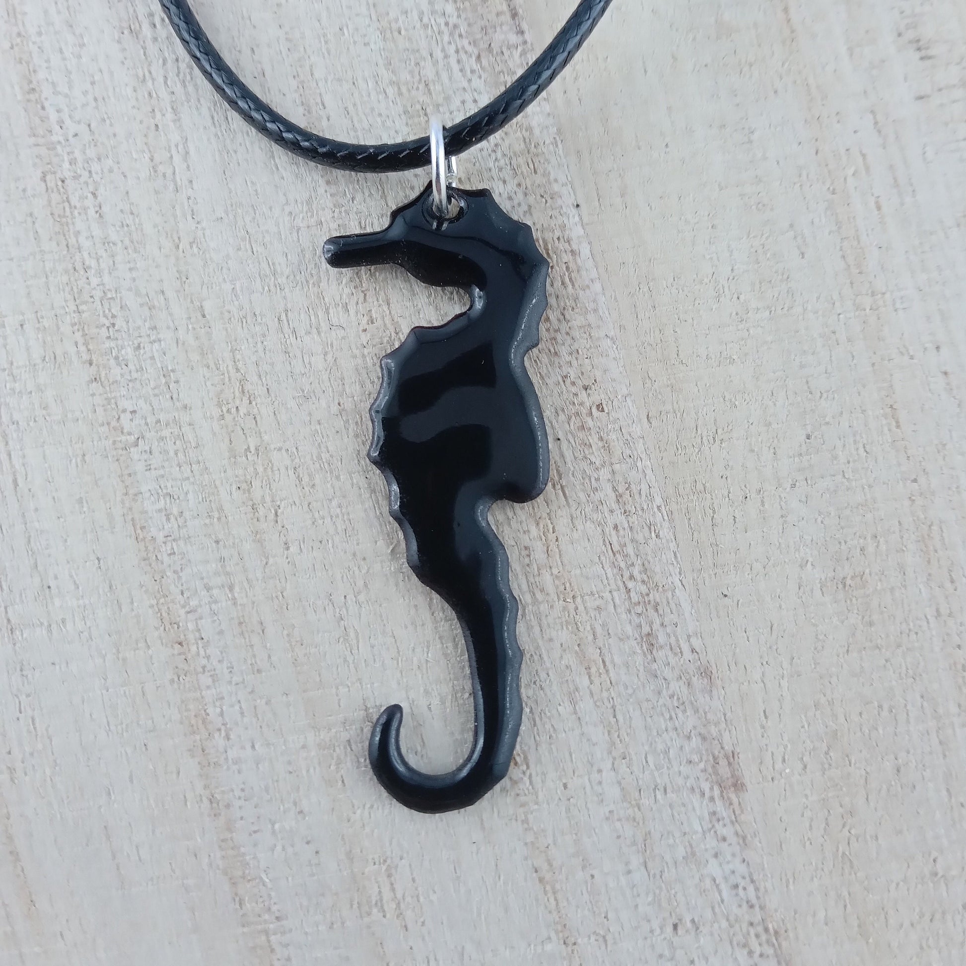 Pendant with enamel, seahorse pendant with chain